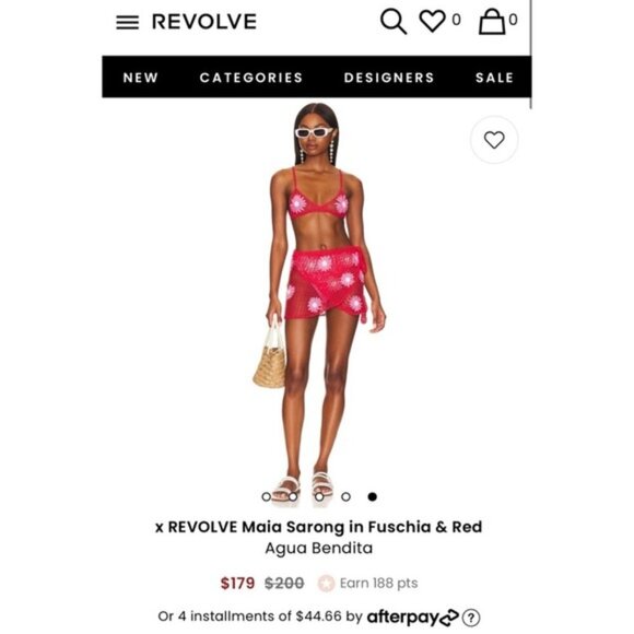 Aqua Bendita x REVOLVE XS Maia Sarong in Fuschia & Red MSRP $200 NWOT - Picture 3 of 11